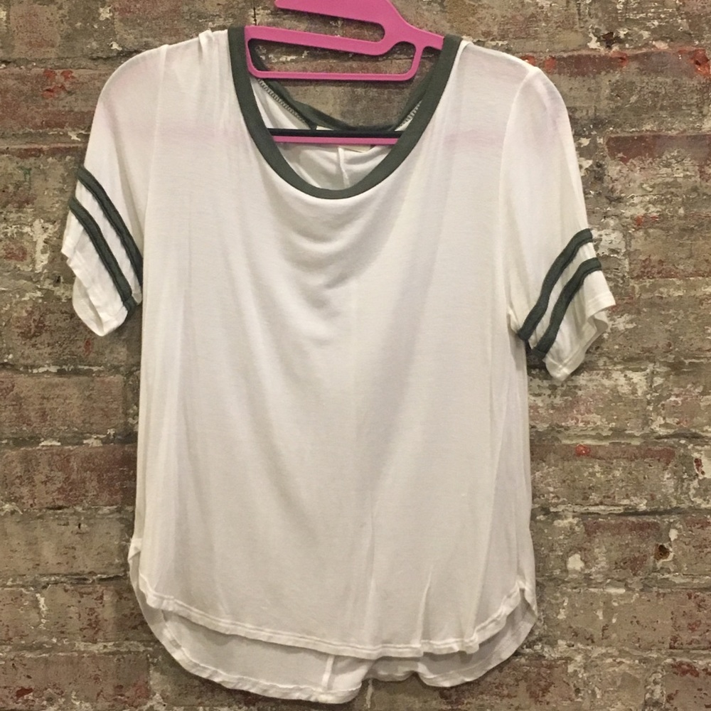 White T Shirt with Green Details